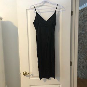 Black silk-like slip dress from forever 21